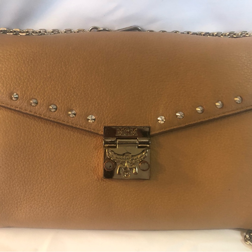 MCM TAN PEBBLE LEATHER CROSSBODY BAG